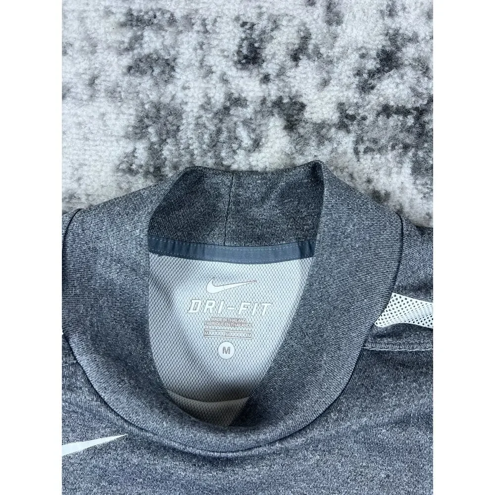 Nike Training Shirt Mens M Gray Mock Neck Dri-FIT Mesh Panel Athleisure Workout